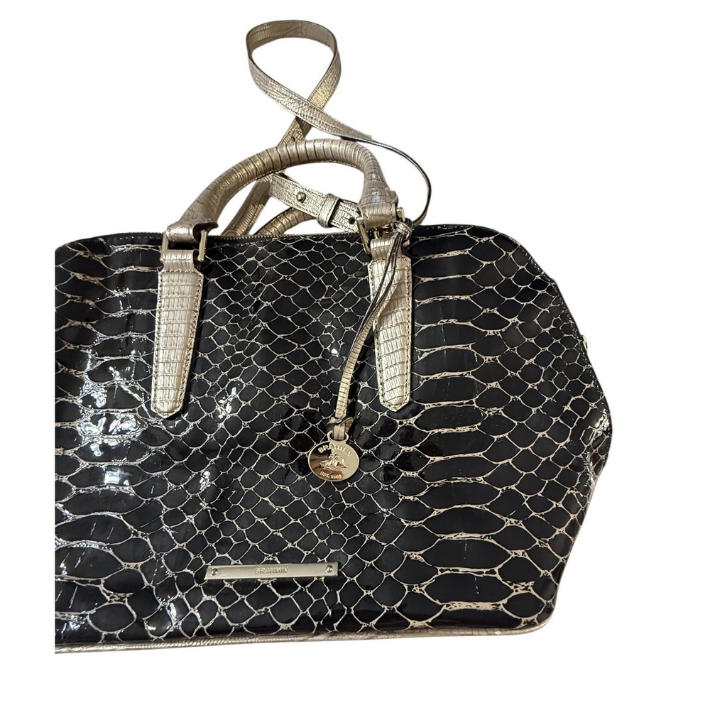 BRAHMIN Vivian Black Java Dome Leather Satchel